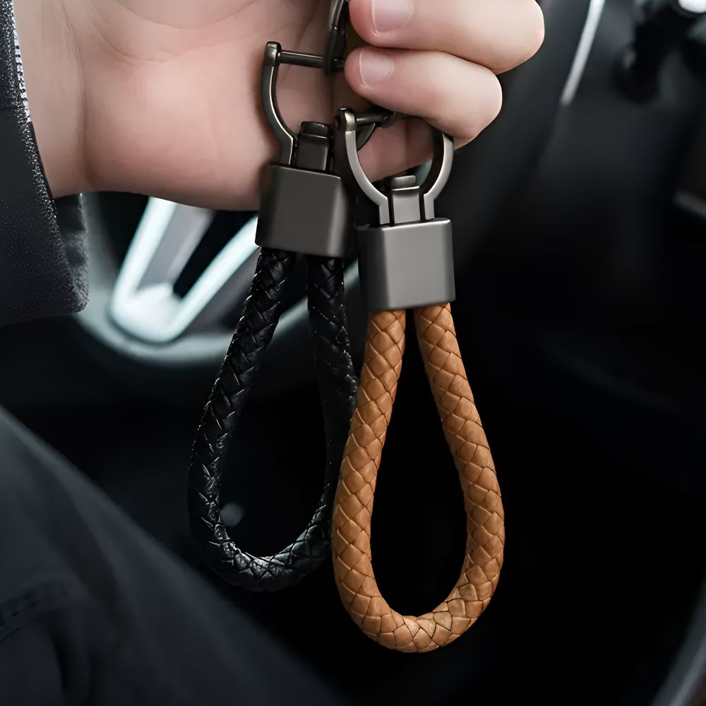 리브잇 자동차키링 고급 가죽 키홀더 열쇠고리, 블랙,브라운, 2개 12,000원