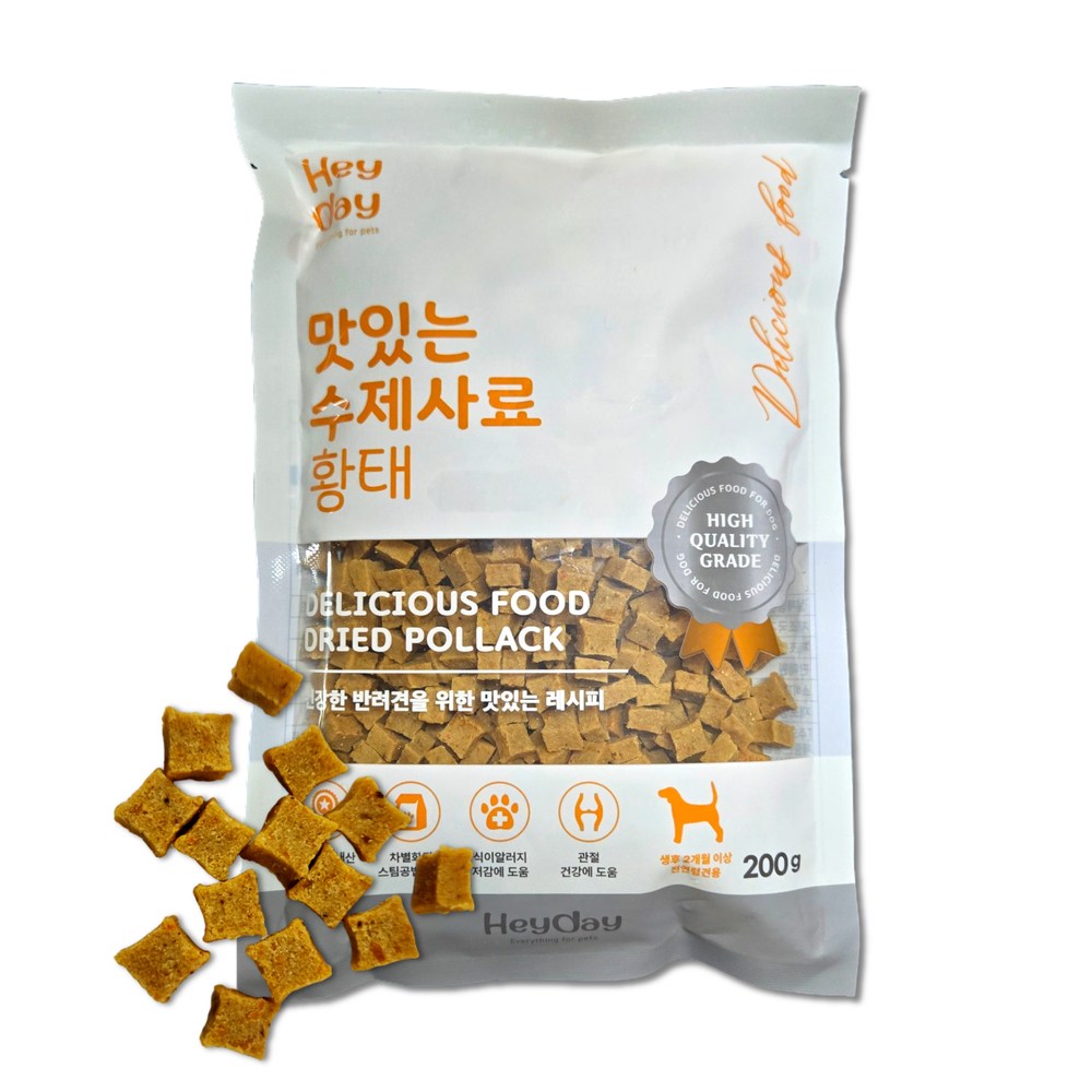 헤이데이 가수분해 맛있는 수제 소프트 사료 샘플 체험팩, 1개, 200g, 황태 3,500원