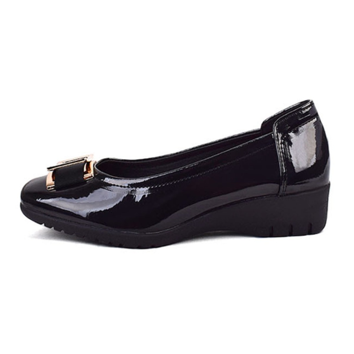 딕슈 여성 금장 리본 웨지 에나멜 플랫슈즈 4cm PLWS087 44,600원