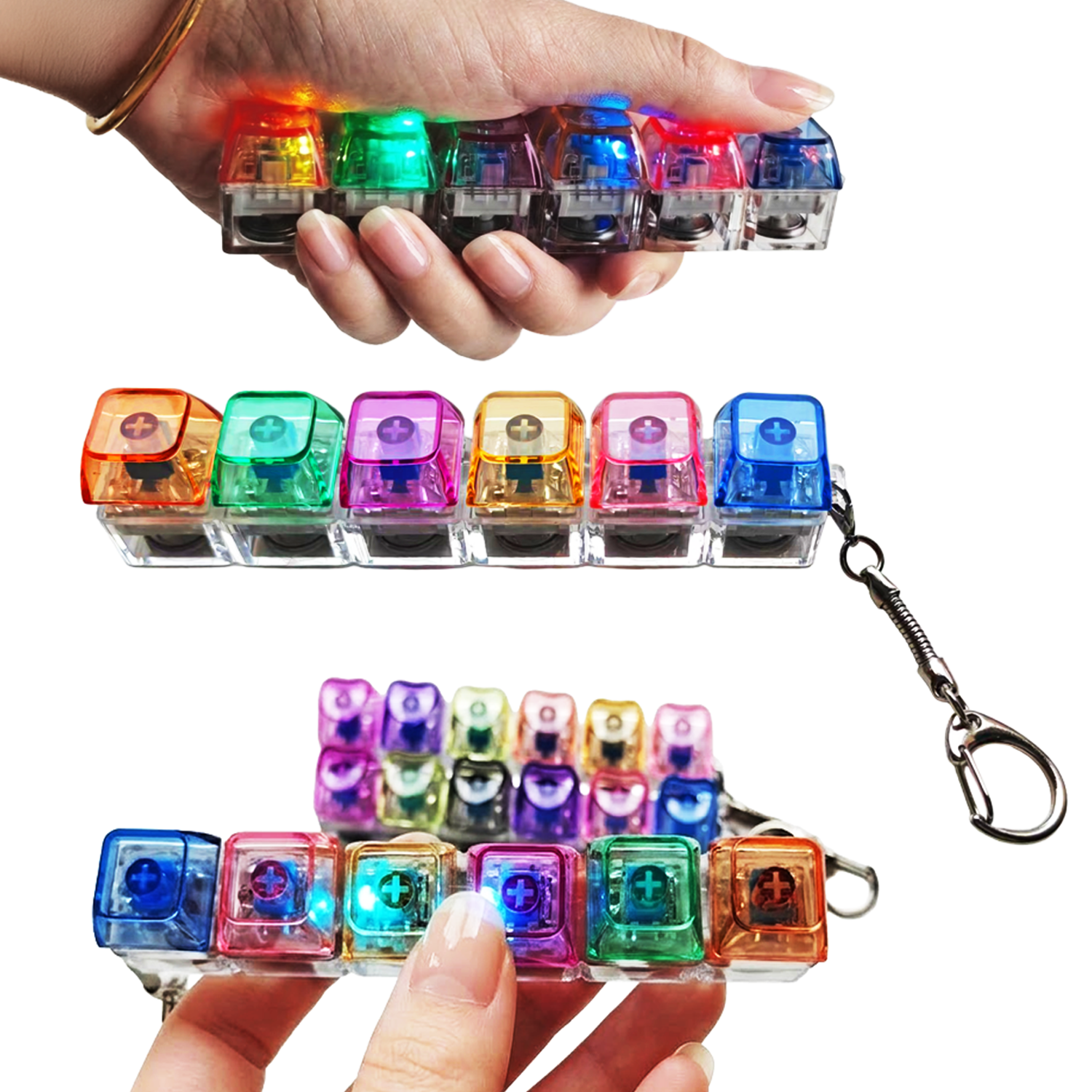 해피아이 6구 불빛 키캡 키링 led 키캡 키링 귀여운 키캡 키링 고리, 1개, 단일상품 6,400원