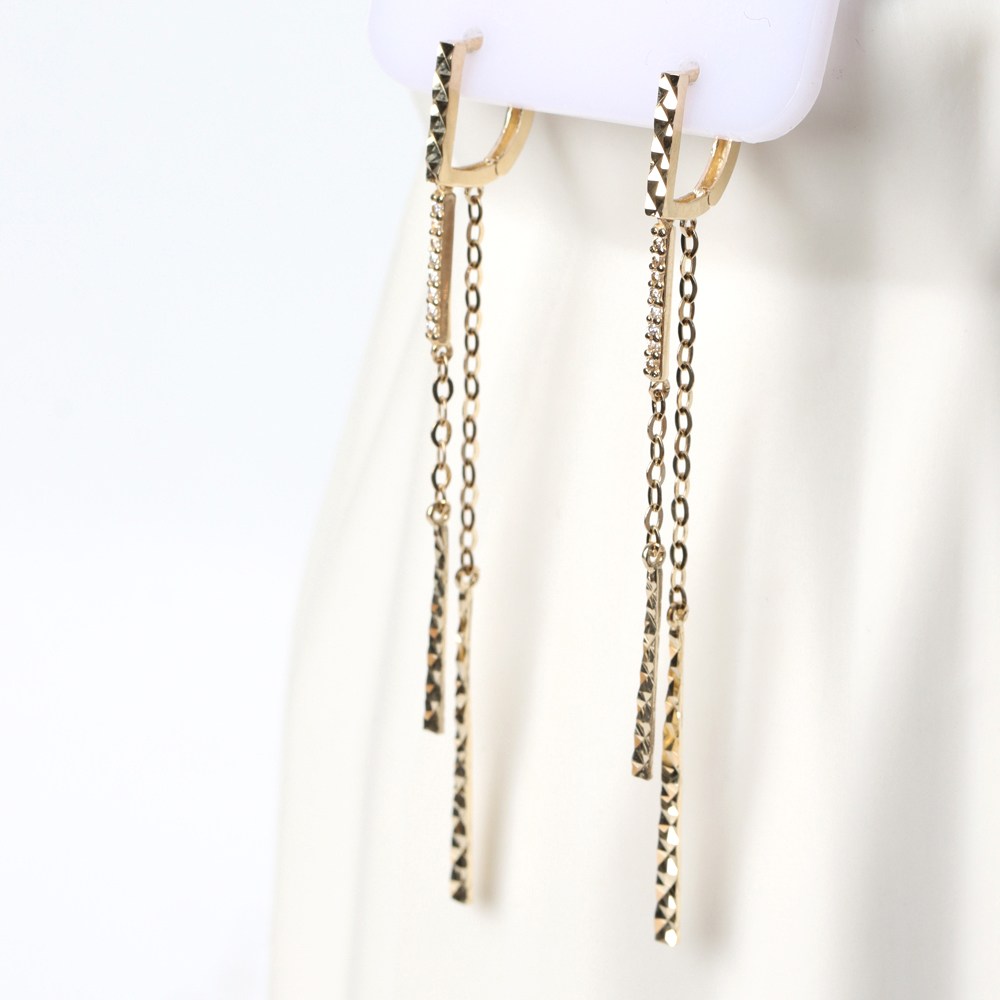 오로프 전체 14K 금 마들렌 드롭 원터치 링 귀걸이 1쌍 (846E) 534,000원