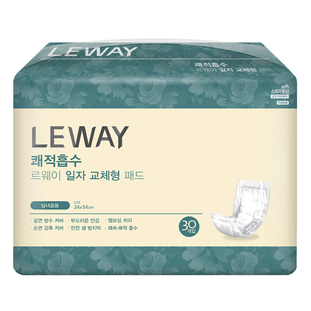 미래생활 남녀공용 르웨이 쾌적흡수 일자 교체형 패드형 성인기저귀, 30개입, 1개 6,500원