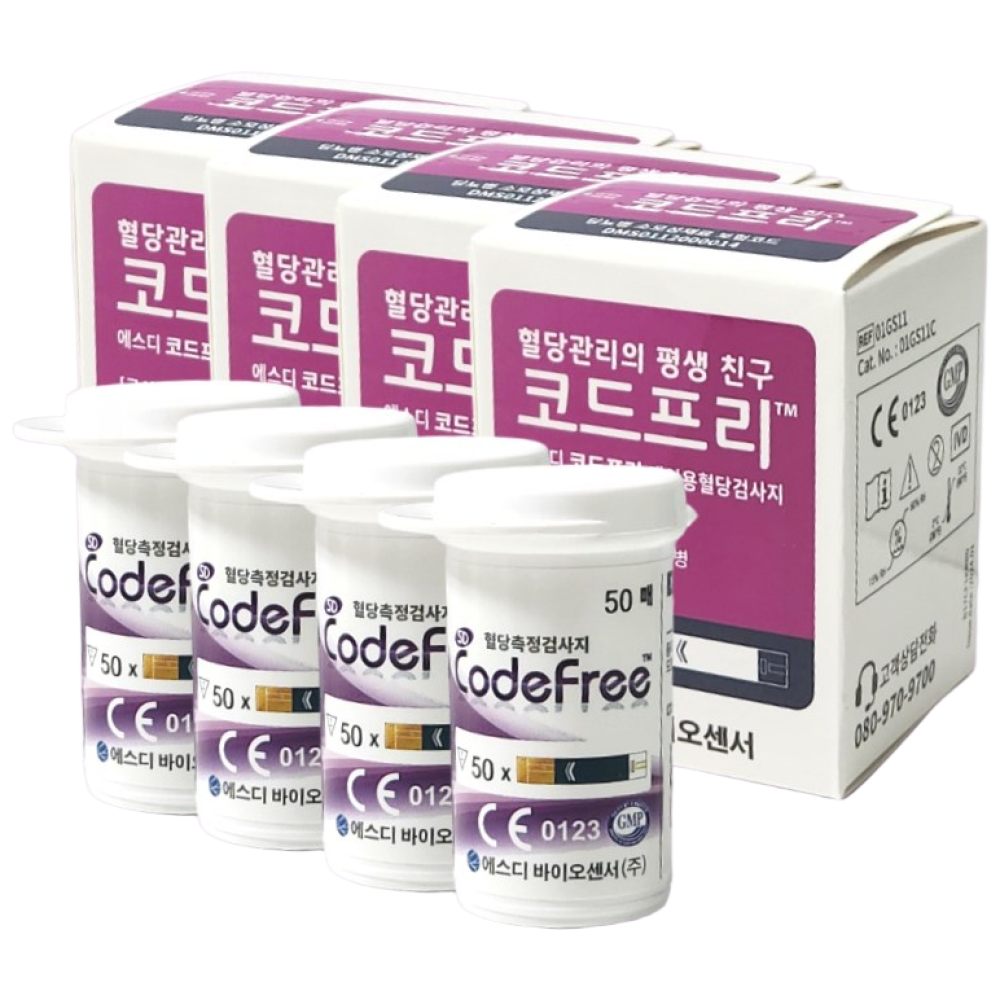 코드프리 혈당검사지 200매 대용량 무코딩 혈당 측정지 정품, 4개, 50매입 44,000원