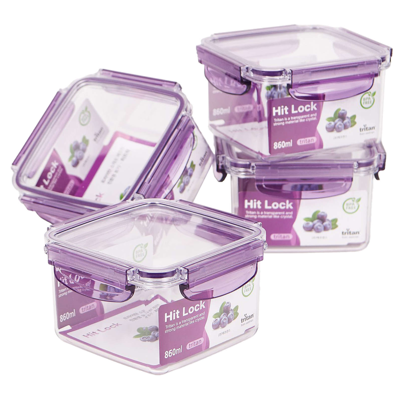 ecosense 히트락 올트라이탄 밀폐용기 정사각 3호, 4개, 860ml 28,810원