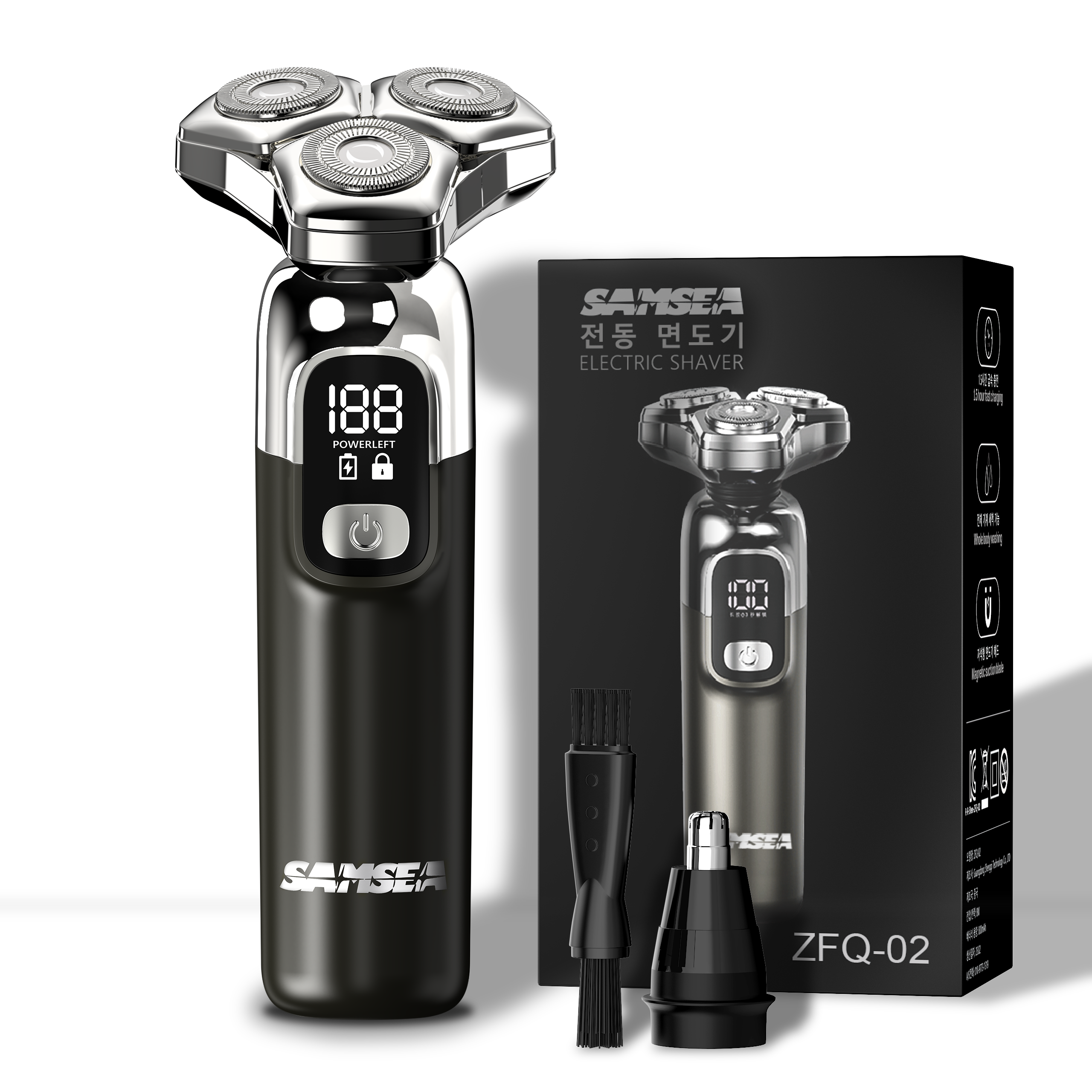 SAMSEA 자석 칼날 헤드 6방향 휴대용 2 in 1 8W 대출력 전기면도기 + 코털 제거기 25,500원