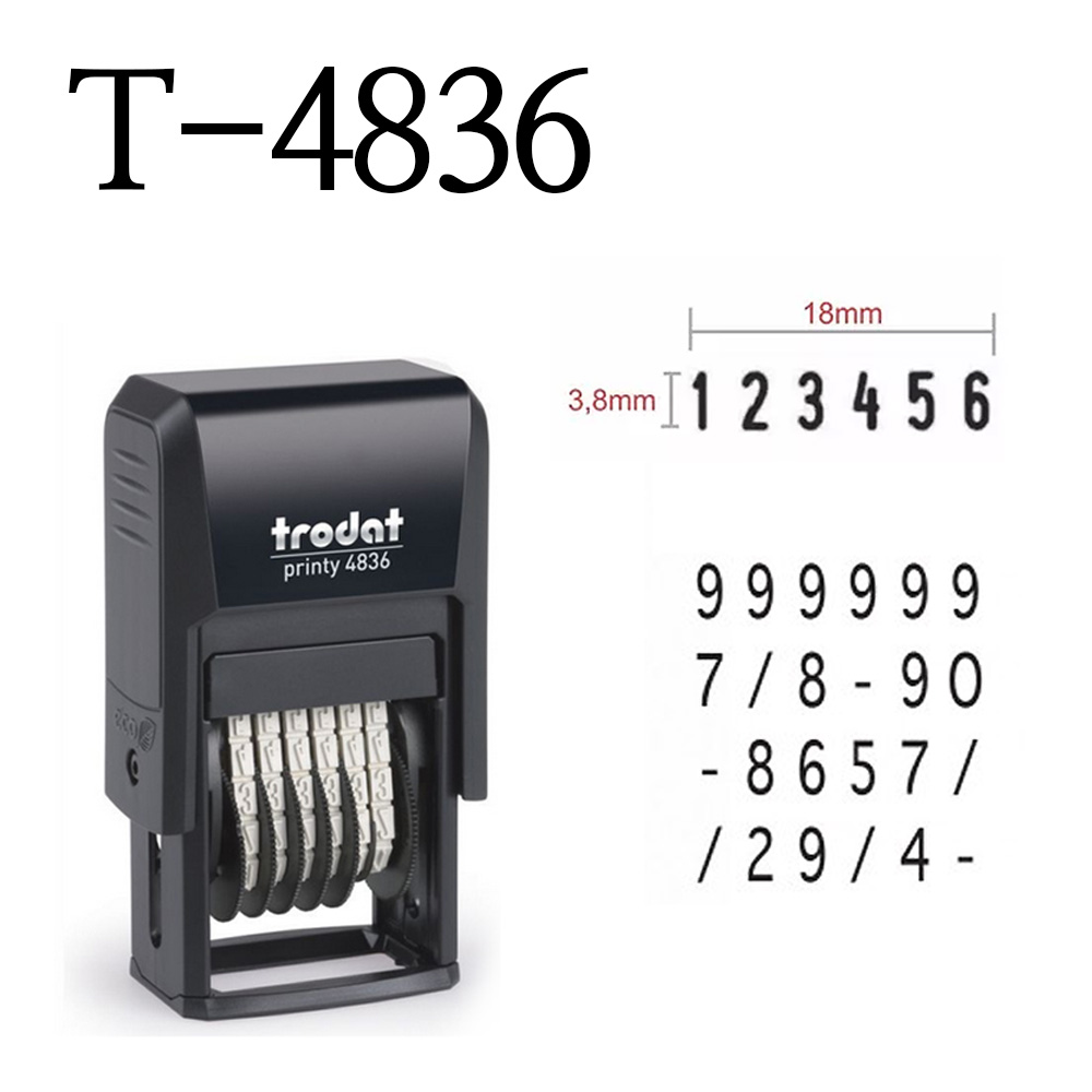 TRODAT 트로닷 T-4836 6단 넘버링 숫자도장 스탬프 (글자크기) 4mm, 1개, 흑색 9,460원