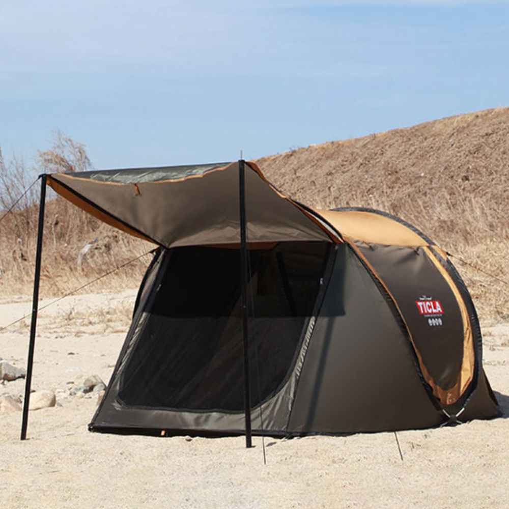 빈슨메시프 티클라 원터치텐트 오페라스위트 + 폴대2p, 브라운, 5인용, 현재가 56,120원