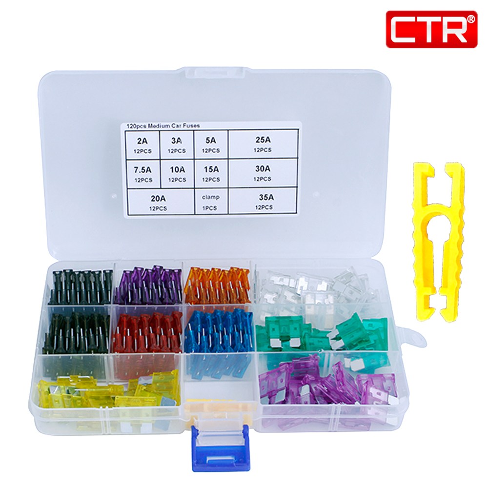 CTR 자동차 휴즈 세트 차량 퓨즈 예비 신형 미니 fuse 화물차 박스 표준 대형 120P, 1개, 현재가 10,900원