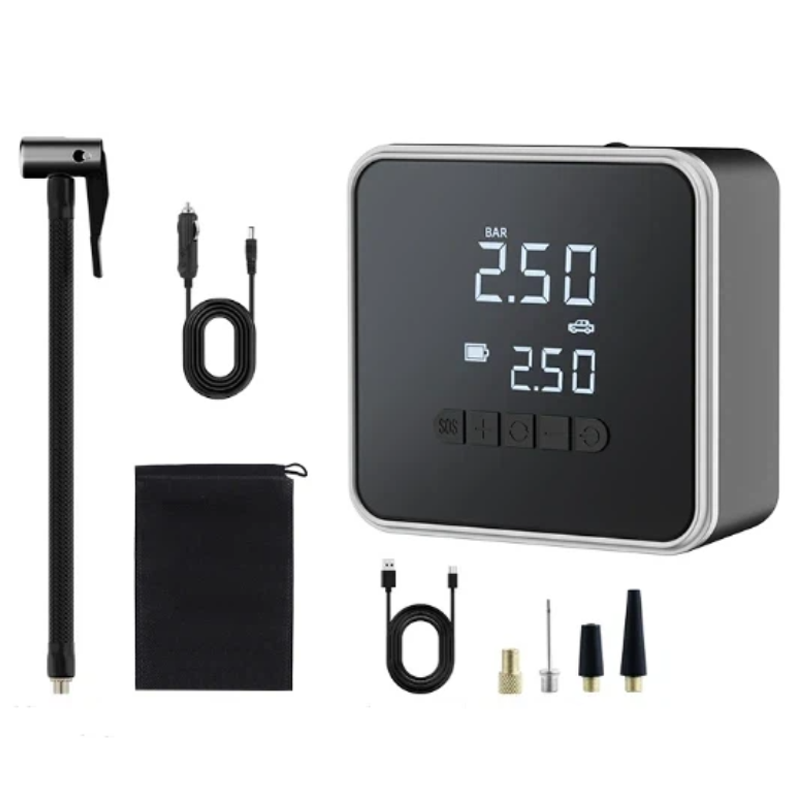 HELLOLEIBOO 다용도 휴대용 미니 유무선 에어 컴프레셔 + 패브릭 포켓 + 충전 케이블, Black, 1개 14,500원