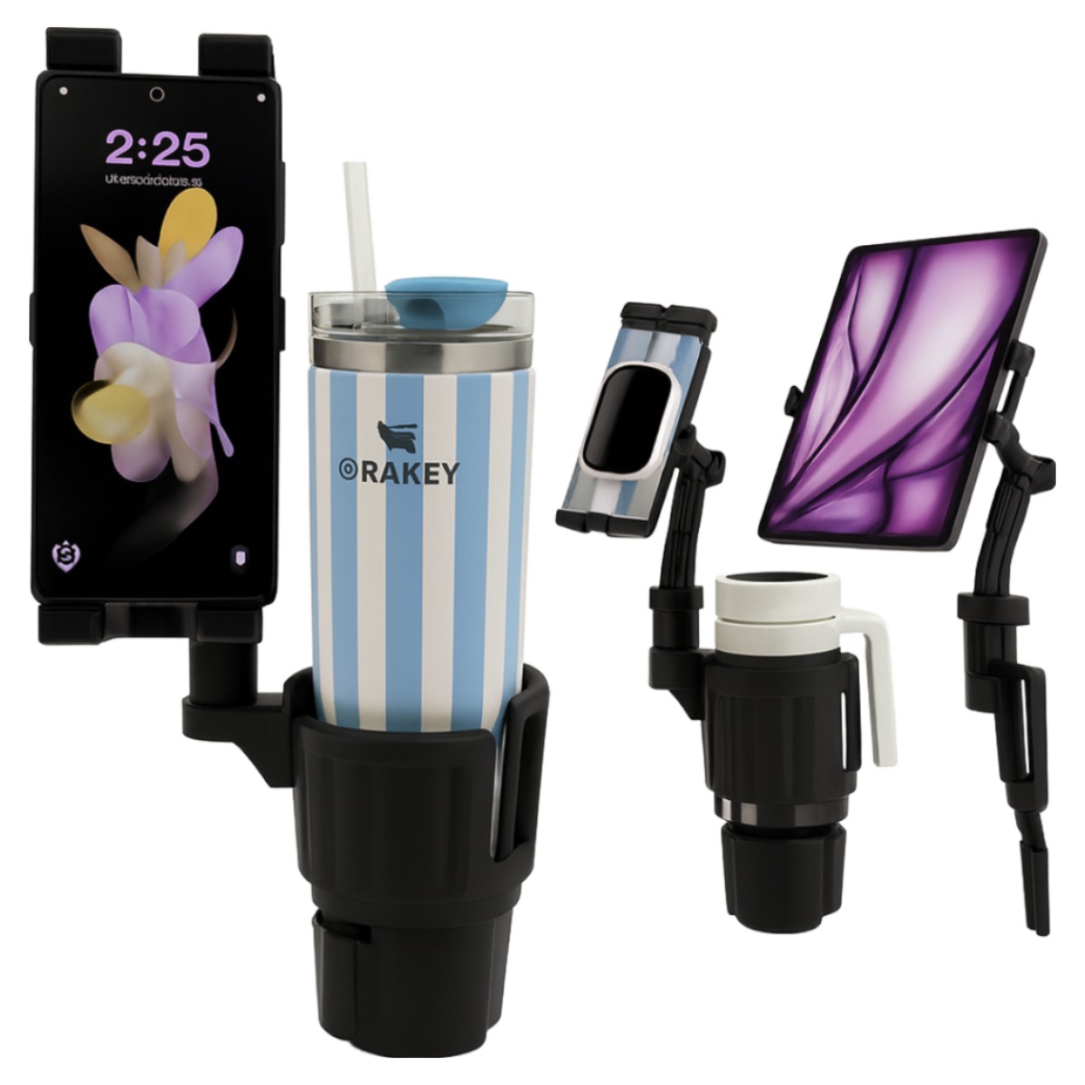 (왓썸) 차량용 태블릿,스마트폰,갤럭시 폴드,아이패드 컵홀더 겸용 멀티 거치대 길이 넓이 조절확장, 1개 28,900원