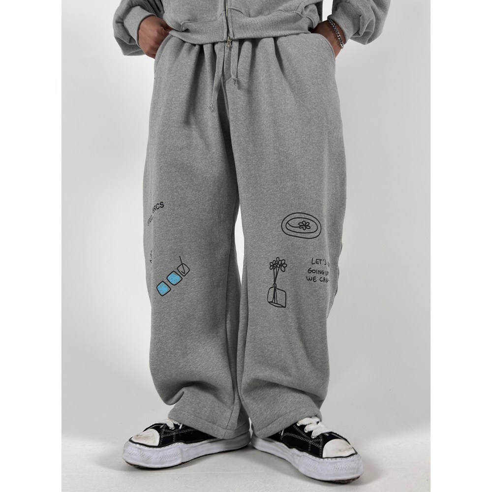 프릭스 드로잉 기모 벌룬 와이드 팬츠 남자바지 스트링 오버핏 빅사이즈 도프룸 65,830원