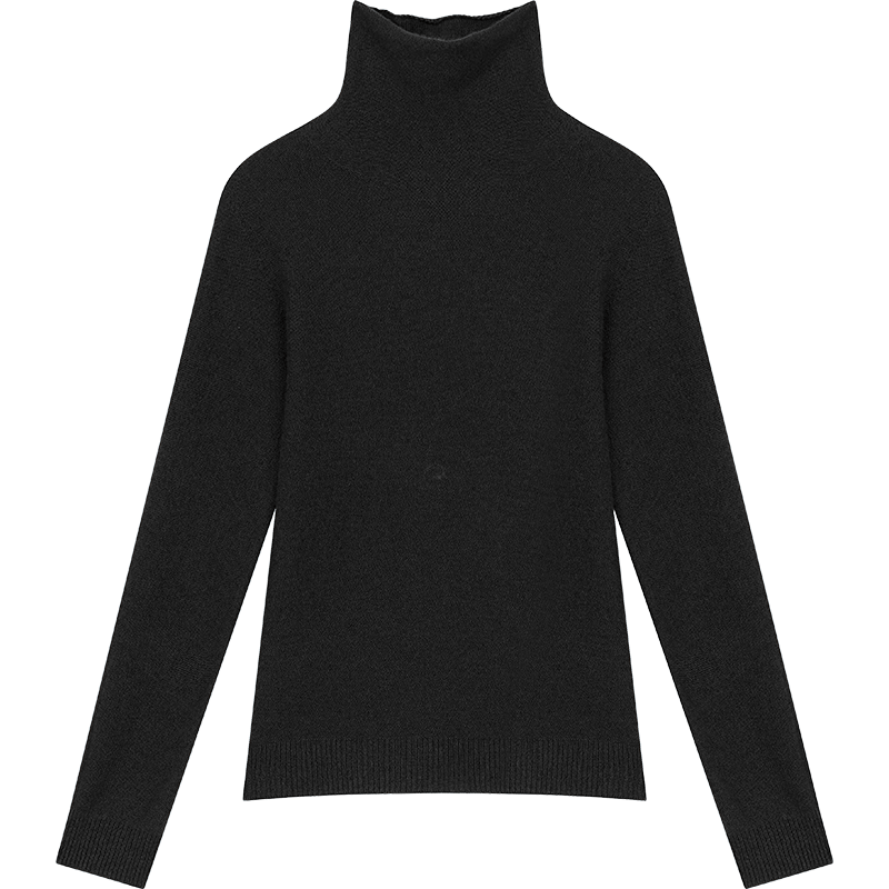 ELFSACK 2025년 겨울 신상 여성 고급 울100% 하이넥 니트티 순수 캐시미어 라운드넥 내의 패션 데일리룩 66,220원