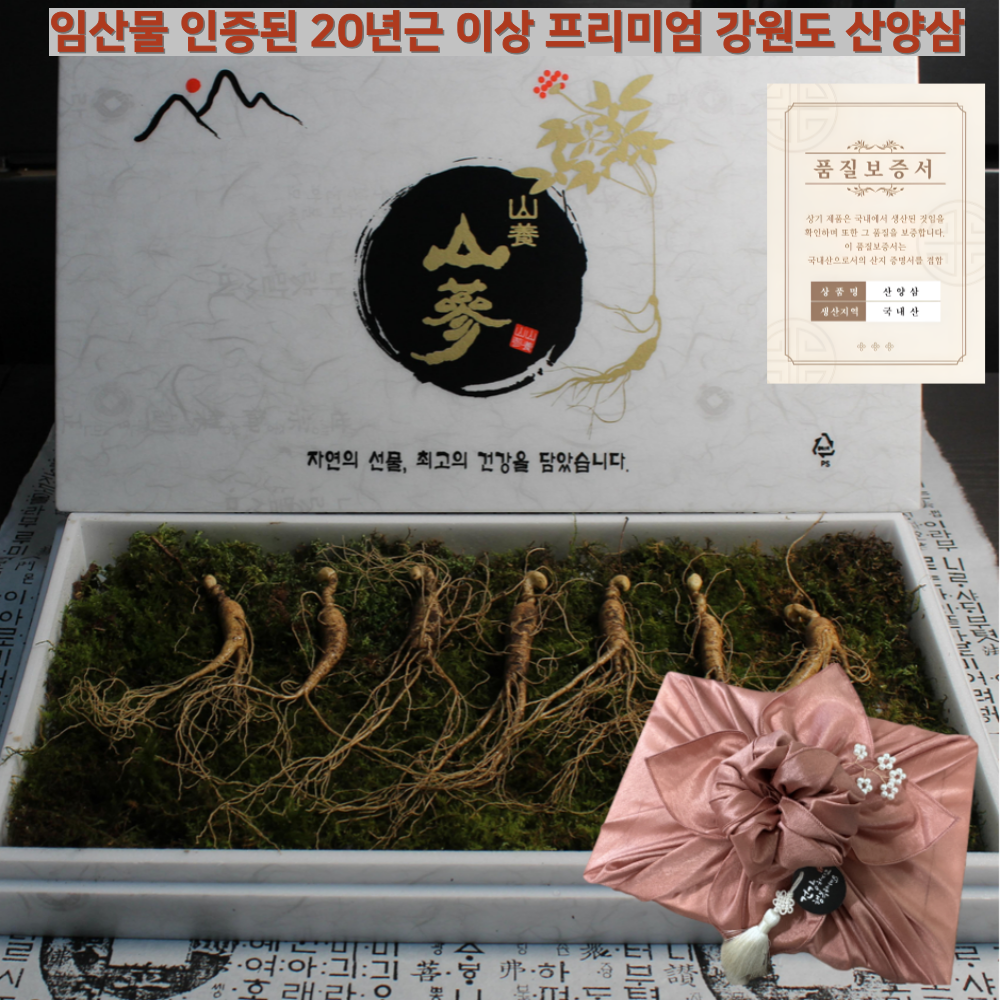 [ 선물대전 ] 20년근 이상된 프리미엄 산양삼 선물세트 품질보증서 첨부 효도선물, 1개, 산양삼 선물세트 20년근 5뿌리+가족삼3뿌리+엑기스1포 495,000원