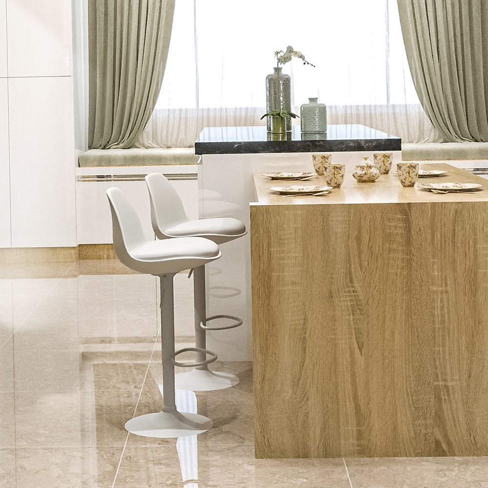 BMKC 심플 바텐 의자 발걸이형 홈바 아일랜드 식탁 홈인테리어 칵테일바 의자, 크림화이트 38,700원