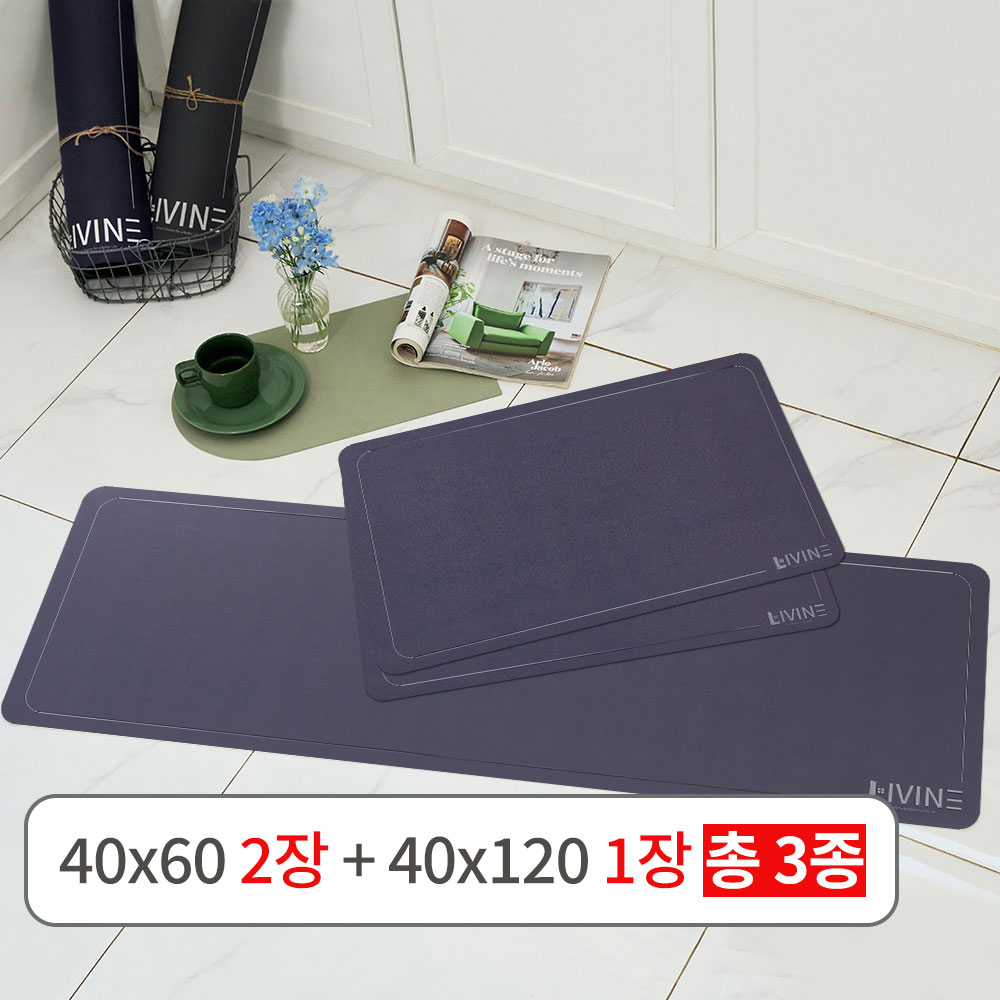리바인 빨아쓰는 규조토 발매트 풀세트 욕실매트 주방매트 화장실발매트 화장실발판, 남색 29,800원