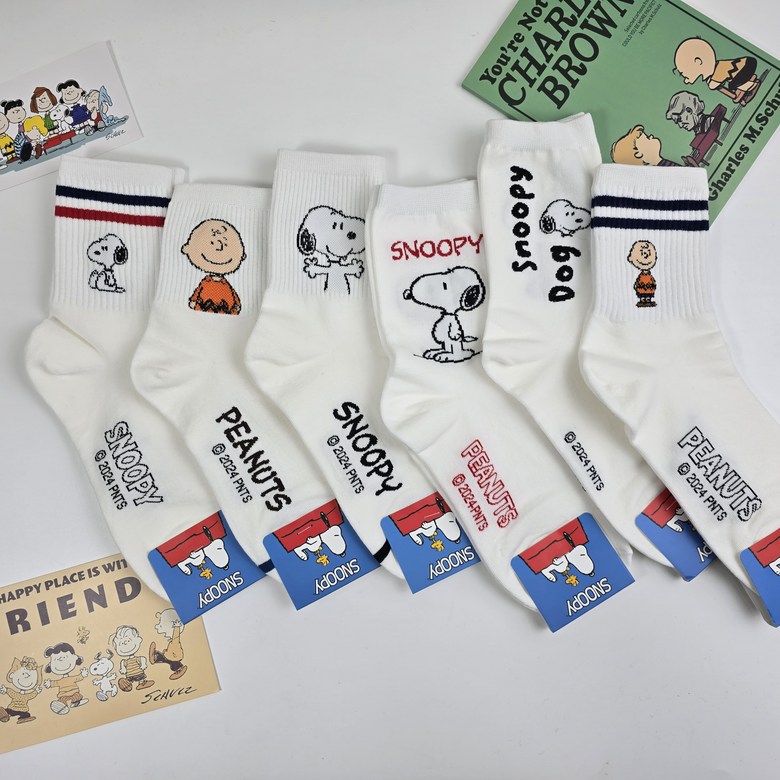 스누피 세트양말 캐릭터 귀여운 발목 중목 학생  주니어 남녀공용 여자 남학생 흰양말 18,340원