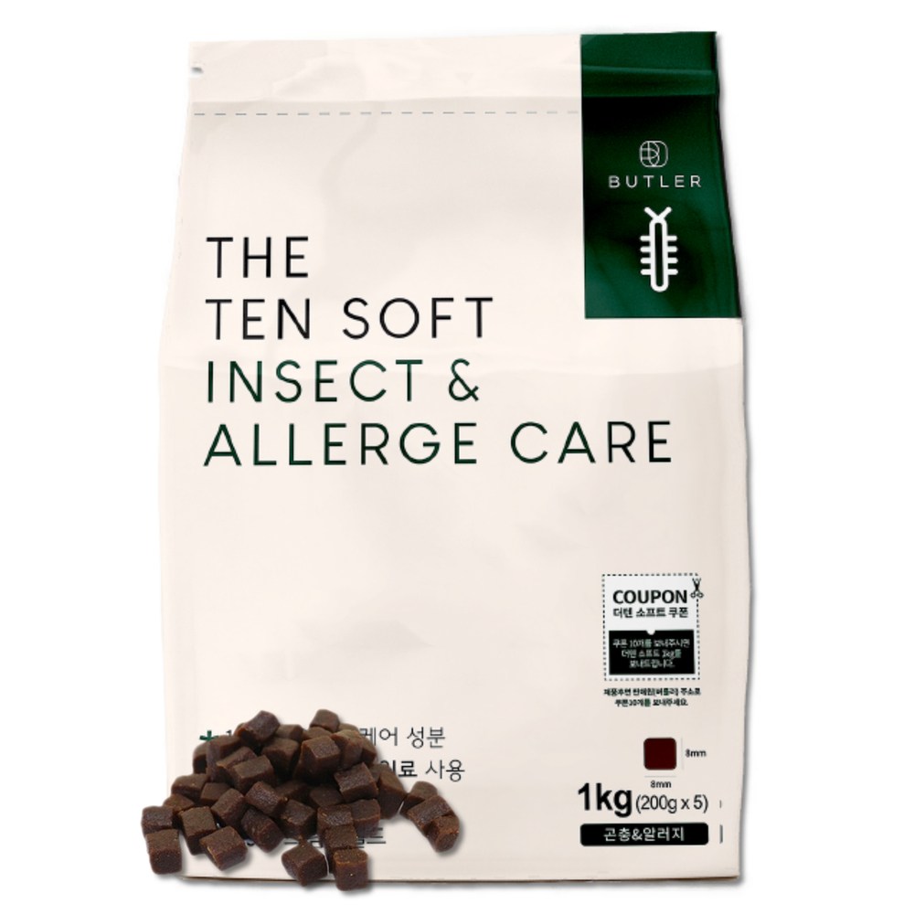 버틀러 더텐 소프트 THE TEN SOFT 1kg 4종 - 비프&조인트 케어 / 인섹트&알러지 케어 / 연어&스킨 케어 / 황태&에너지 케어, 1kg, 1개, 곤충 21,000원