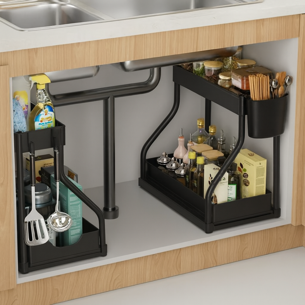 네스터몰 슬라이딩 2단 싱크대 정리선반 15,800원