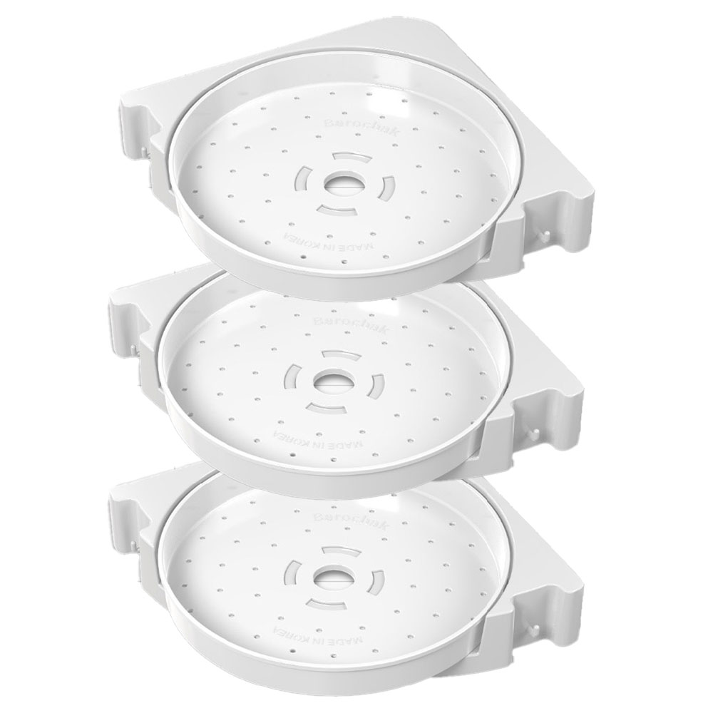 [TenTenPlus] 초스피드 부착 12kg하중통과 국내산 코너선반 바로착360/회전판 턴테이블 수납공간/욕실 주방 보조선반, 1세트, TCS-화이트 3개 39,800원