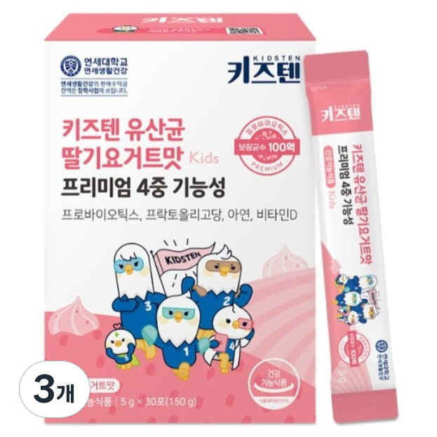 키즈텐 4중기능성 프로바이오틱스 유산균 딸기요거트맛 30p, 150g, 3개 111,000원