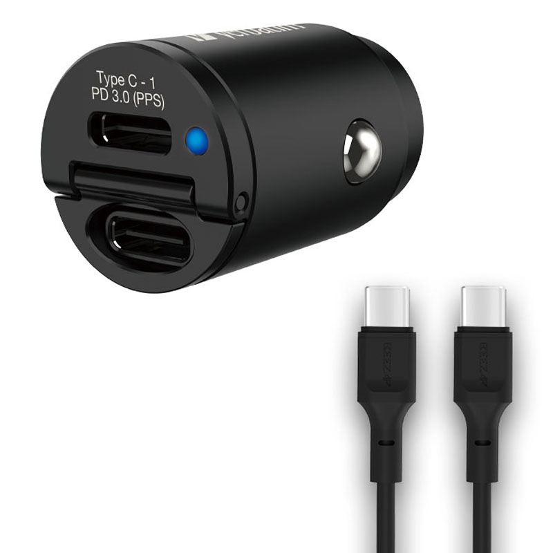 버바팀 듀얼 C&C타입 PD 3.0 45W PPS 초미니 초고속 차량용 시거잭 충전기+ C to C 케이블 세트, 66883, 블랙 27,500원