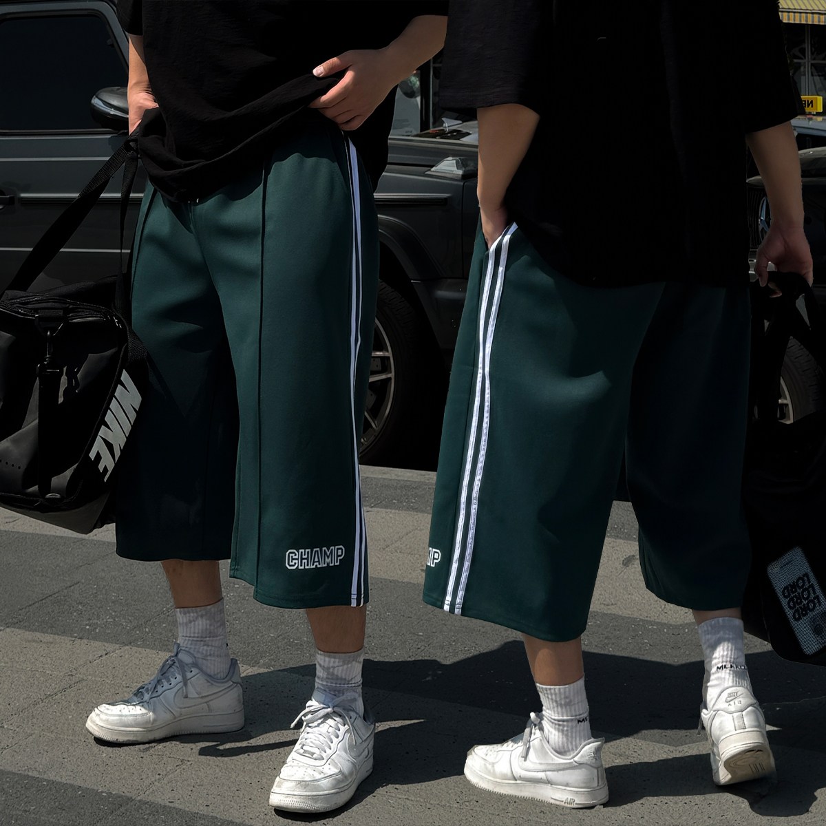 빠델 챔프 트랙 벌룬 버뮤다 밴딩 스웻팬츠 7부 8부 반바지 하프 트레이닝 통와이드 츄리닝 바지 19,700원