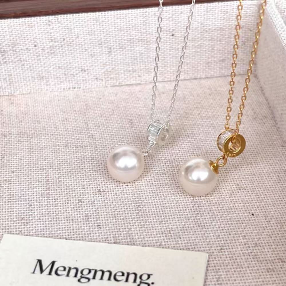 925실버 스와로브스키 진주 유화처리 실버 14K 골드 체인 은 목걸이 19,970원