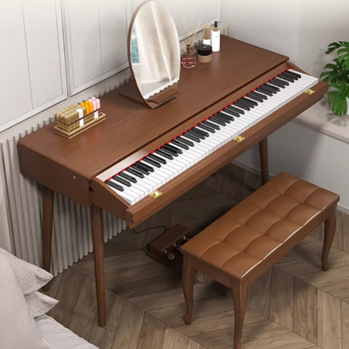 디즈센즈 88건반 전자피아노 서랍형피아노 가정용 입문용 해머건반 입문용 원목 화이트, 1개, 브라운, OP02 전문가용(의자포함) 623,000원