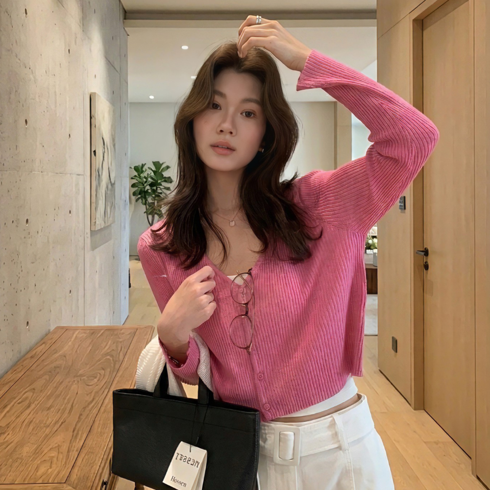 유니크코코 크롭 니트 가디건 여성 봄 간절기 kn5851 29,600원