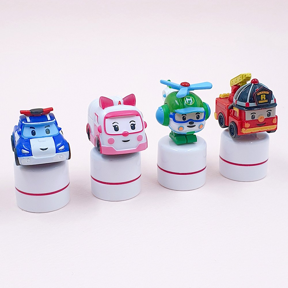 로보카폴리 피규어 스탬프 4종 세트 참잘했어요 캐릭터 칭찬도장 토이 인형 19,600원