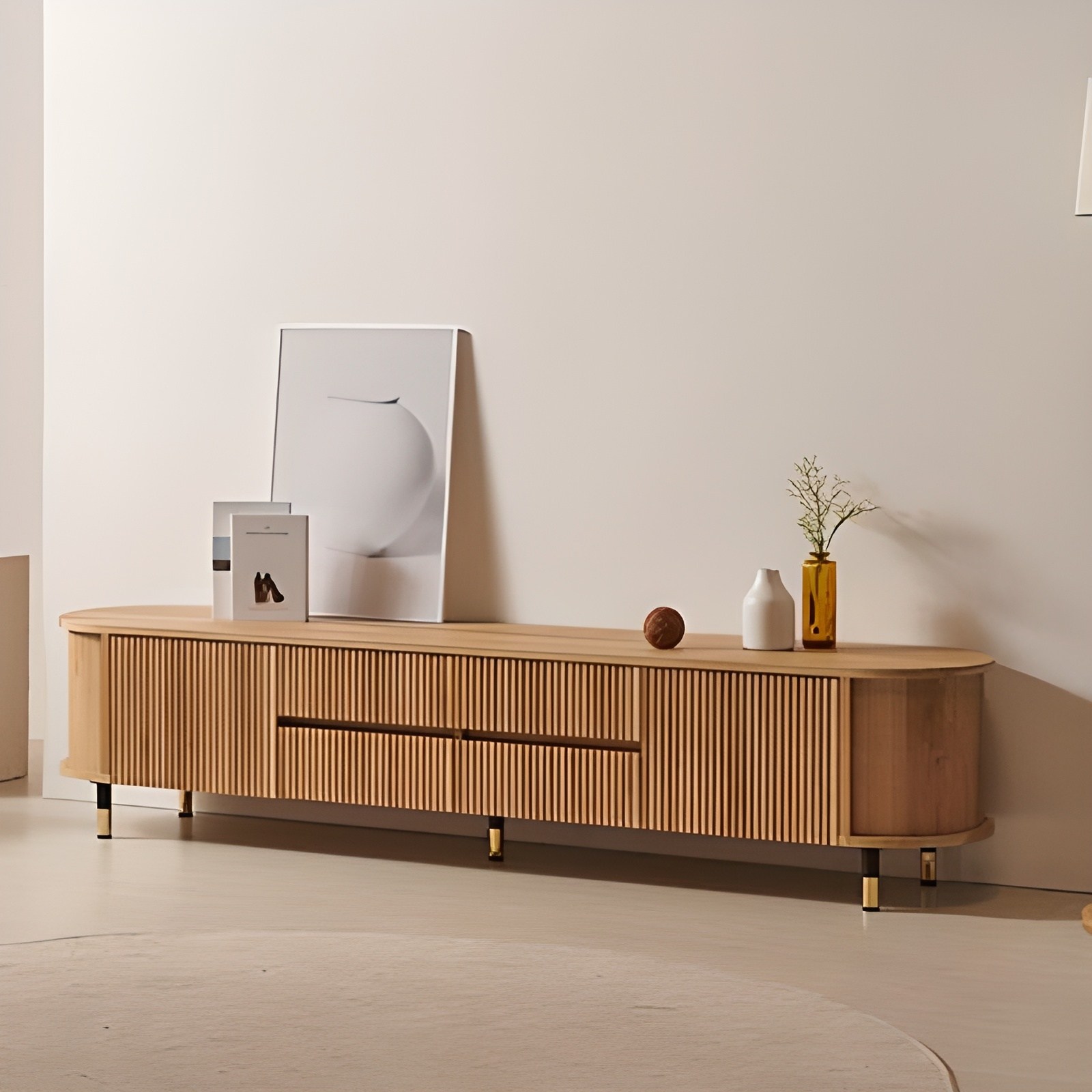 파로마 클래시 템바보드 서랍도어 거실장, 오크 219,000원