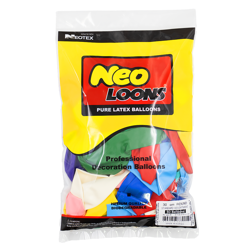 네오룬스 30cm 라운드풍선 50p, 스탠다드혼합, 1개 6,120원