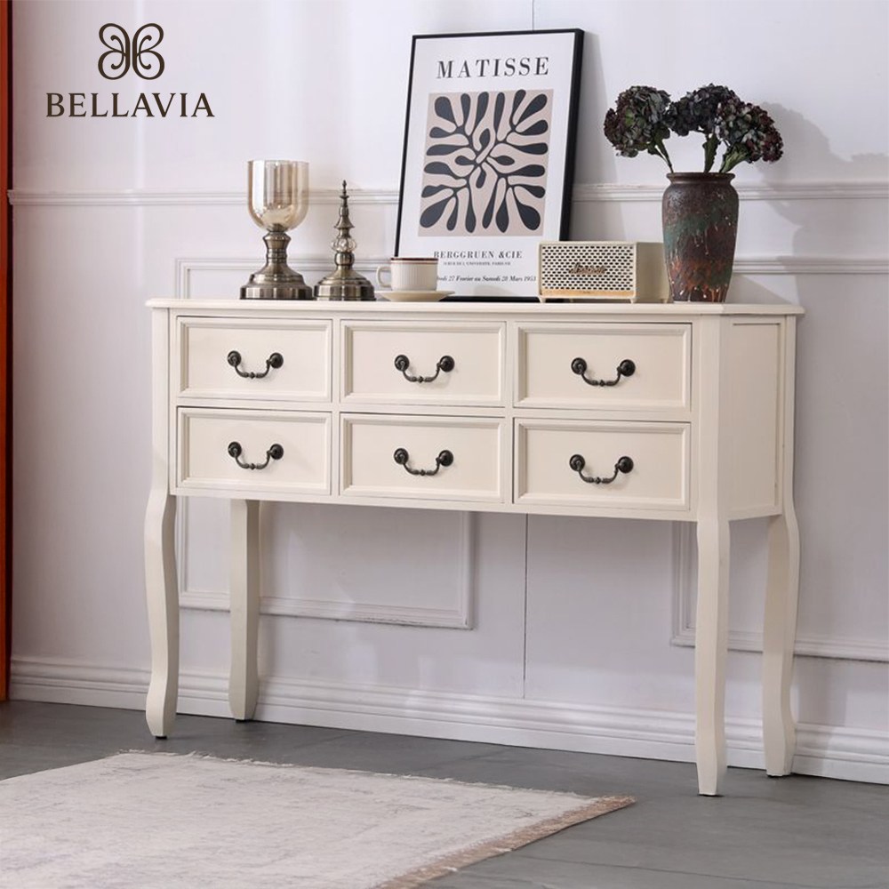 벨라비아 엔틱콘솔 원목 빈티지 엔틱 콘솔 서랍장 장식장 복도 현관 화장대 고가구 거실장, 화이트우드 228,000원