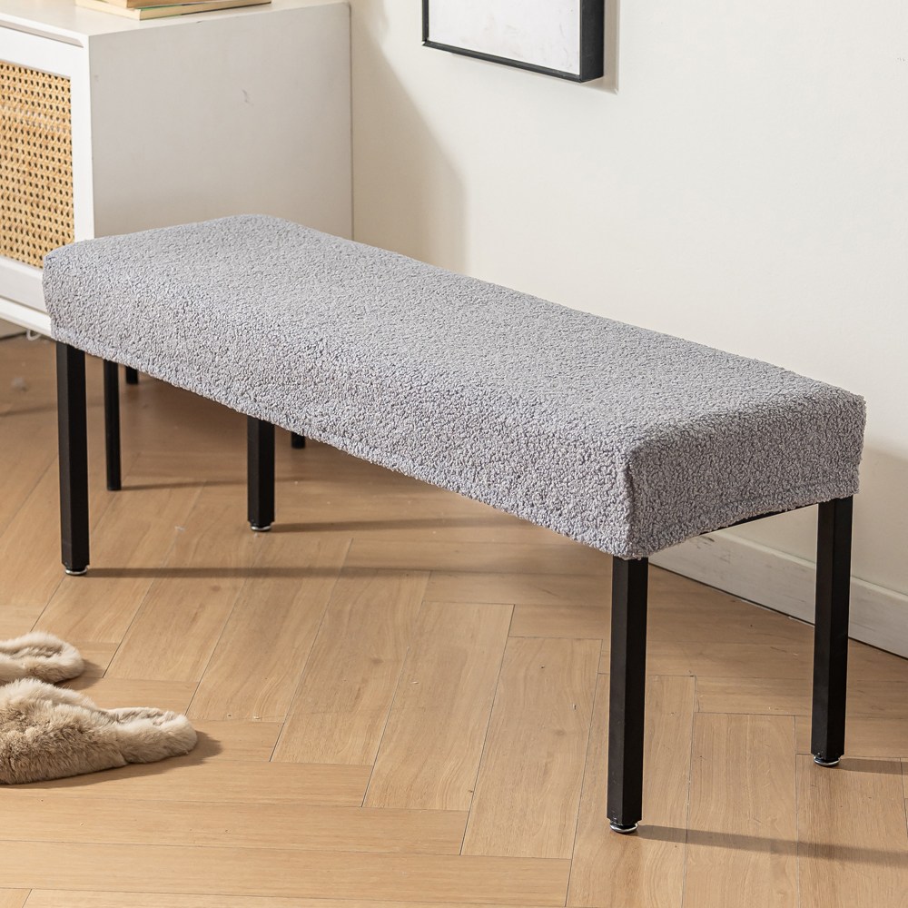 [쭉 늘어나는] 커버무드 플러피 벤치형 식탁의자 커버, 그레이, 1개 16,500원
