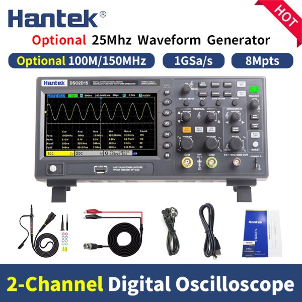 한텍 DSO2C10 DSO2C15 DSO2D10 DSO2D15 2채널 디지털 오실로스코프 100Mhz/150Mhz 1GS/s FFT+디코드+ 25MHz 332,400원