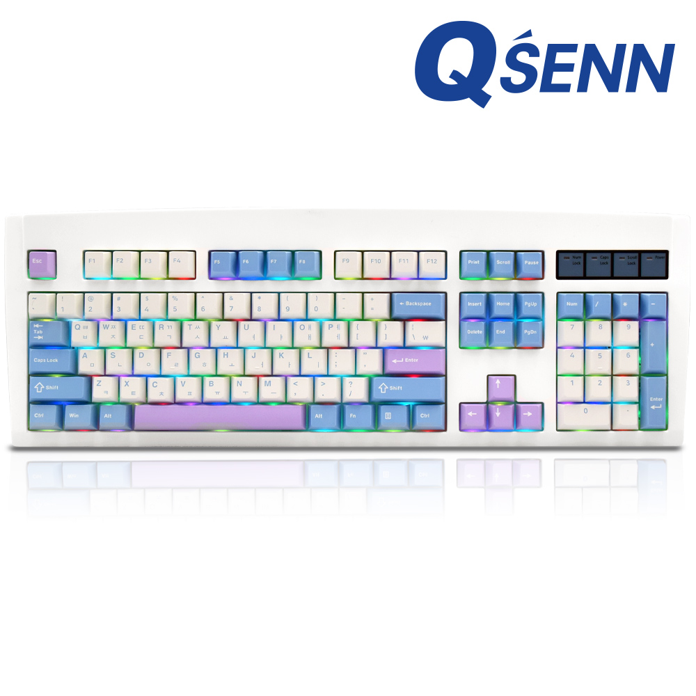 QSENN DT35 104 PBT 게이밍 기계식 키보드 풀윤활 가스켓 블루퍼플 (오테뮤 저소음 톰) 63,400원