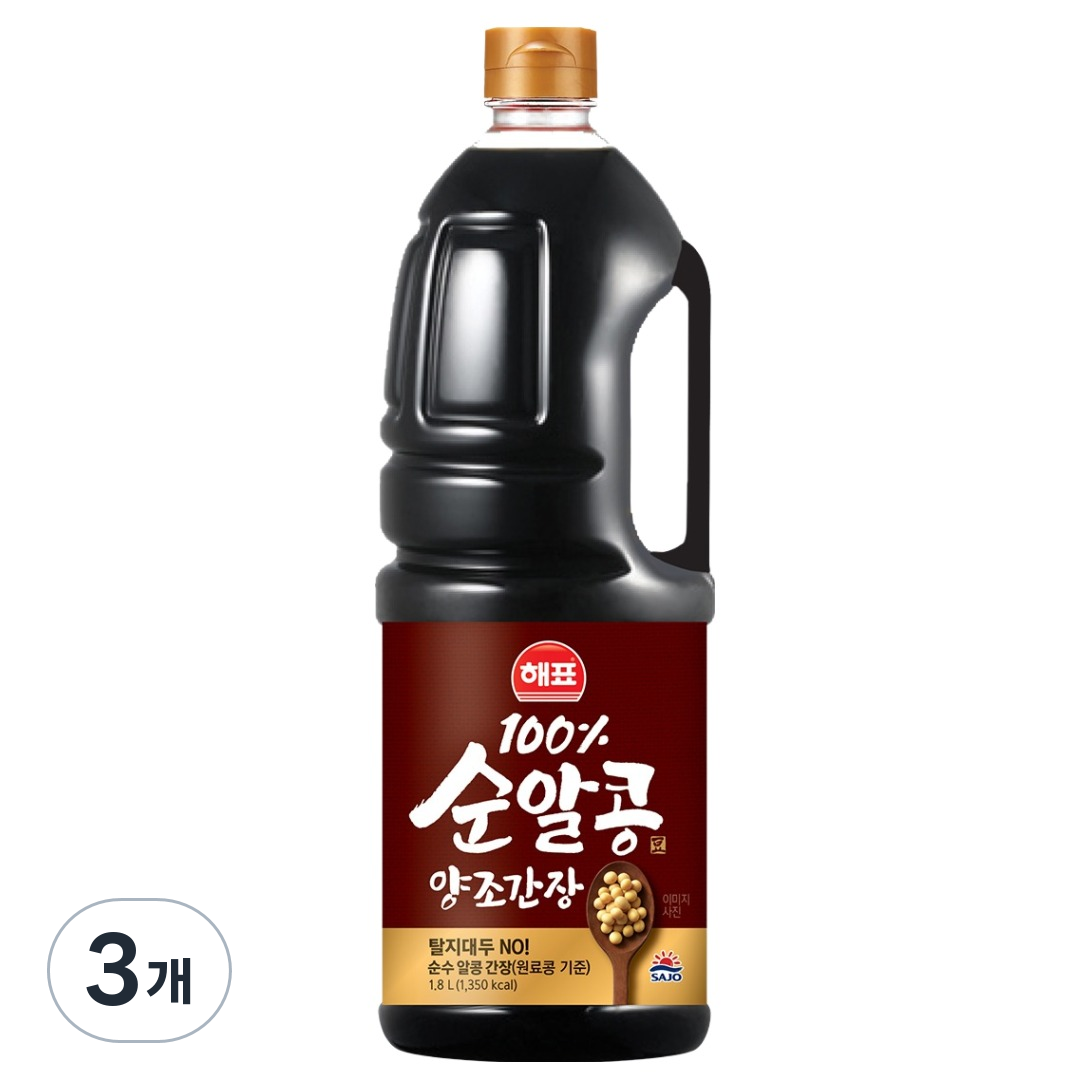 해표 순알콩 양조간장, 3개, 1.8L 20,650원