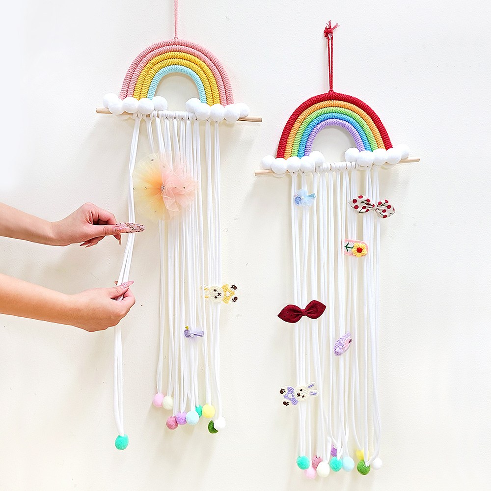 코우모우 무지개 헤어핀 정리대 악세사리 머리핀 정리대, 1개, 패브릭 무지개 헤어핀 정리대_레드&옐로 14,900원