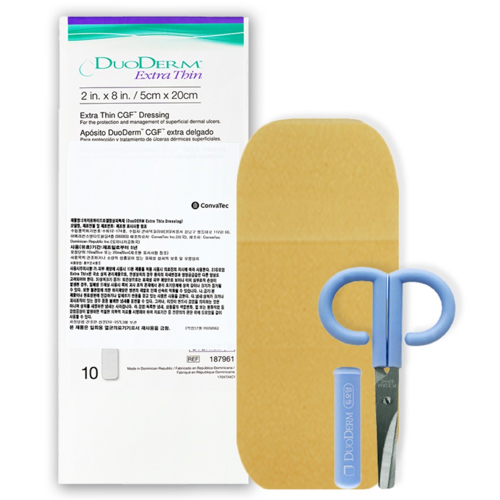 콘바텍 듀오덤 엑스트라씬 5X20cm 10매/1PACK (187961) 습윤드레싱 + 듀오덤 안전가위 1개, 1세트, 2개입, 현재가 27,500원