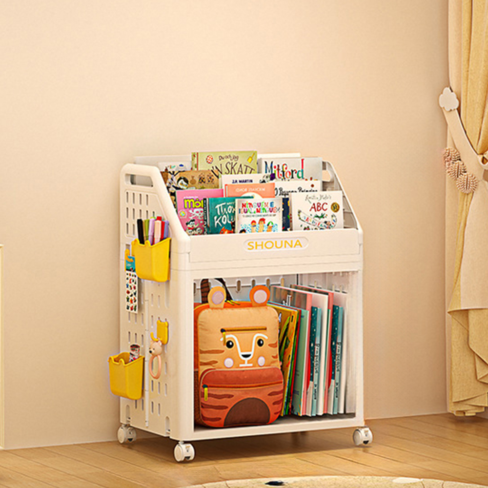 북스토리 이동식 책꽂이 바퀴달린 트롤리, 화이트, 2단 29,500원