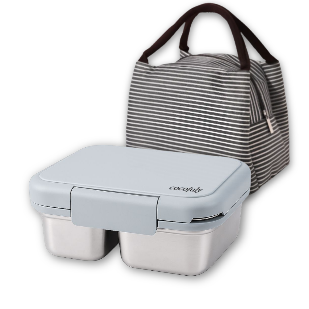 코코줄라이 2구 플립 스텐도시락통 + 보온보냉 도시락 가방, 1세트, 그레이 18,900원