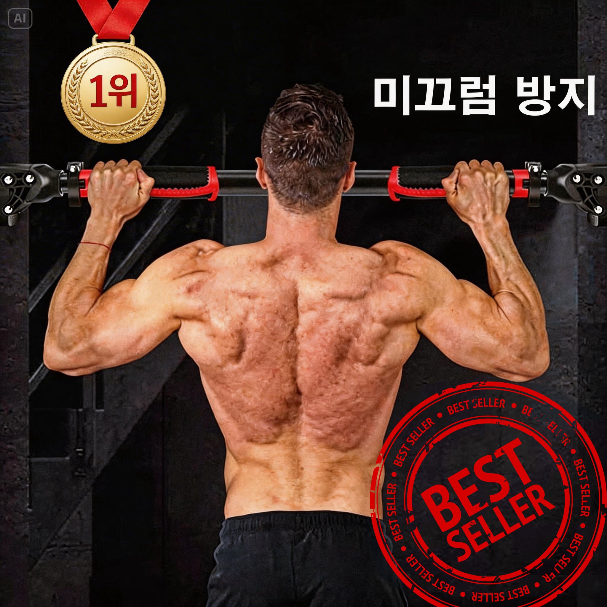 안전한 이중잠금 미끄럼방지 실내 턱걸이 풀업바 문틀철봉 어깨깡패, 단일 33,900원