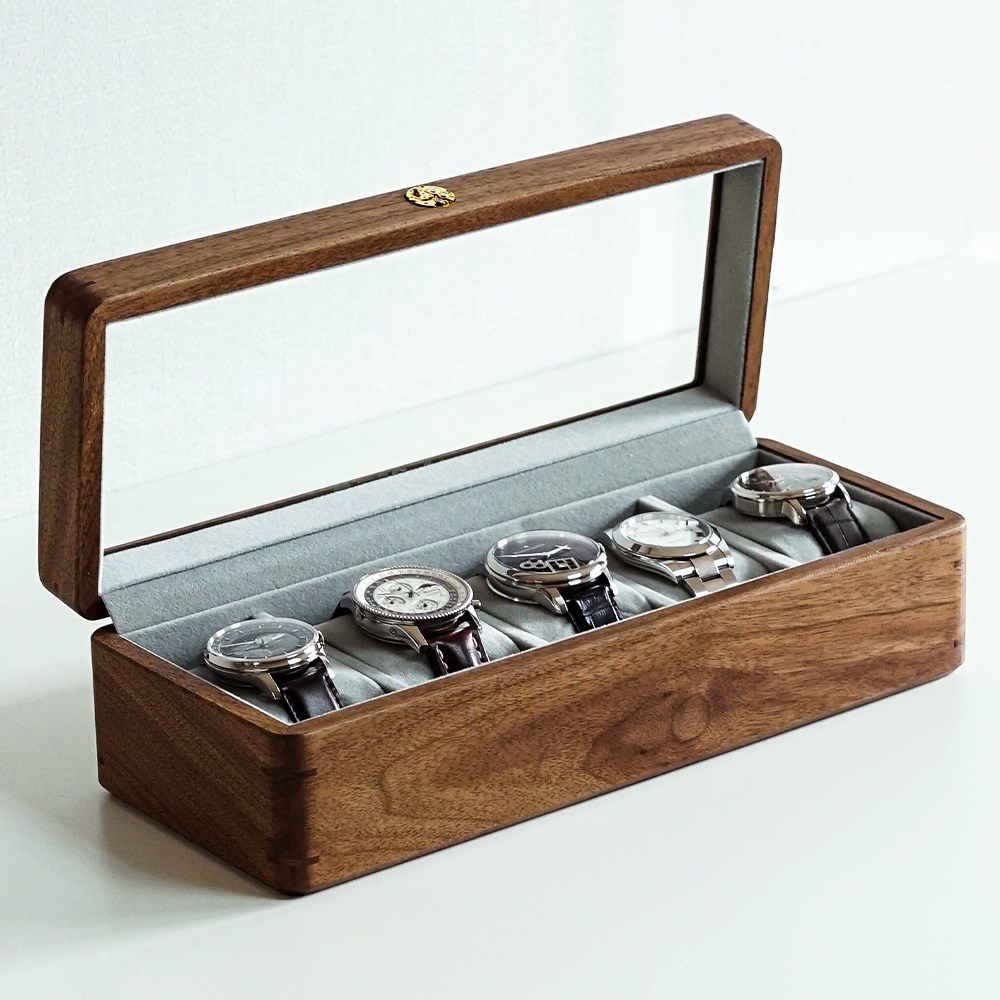 헤리티지원 원목 시계보관함 케이스 5구 10구 월넛 통원목 수작업 방식 소량 생산 제품 173,000원