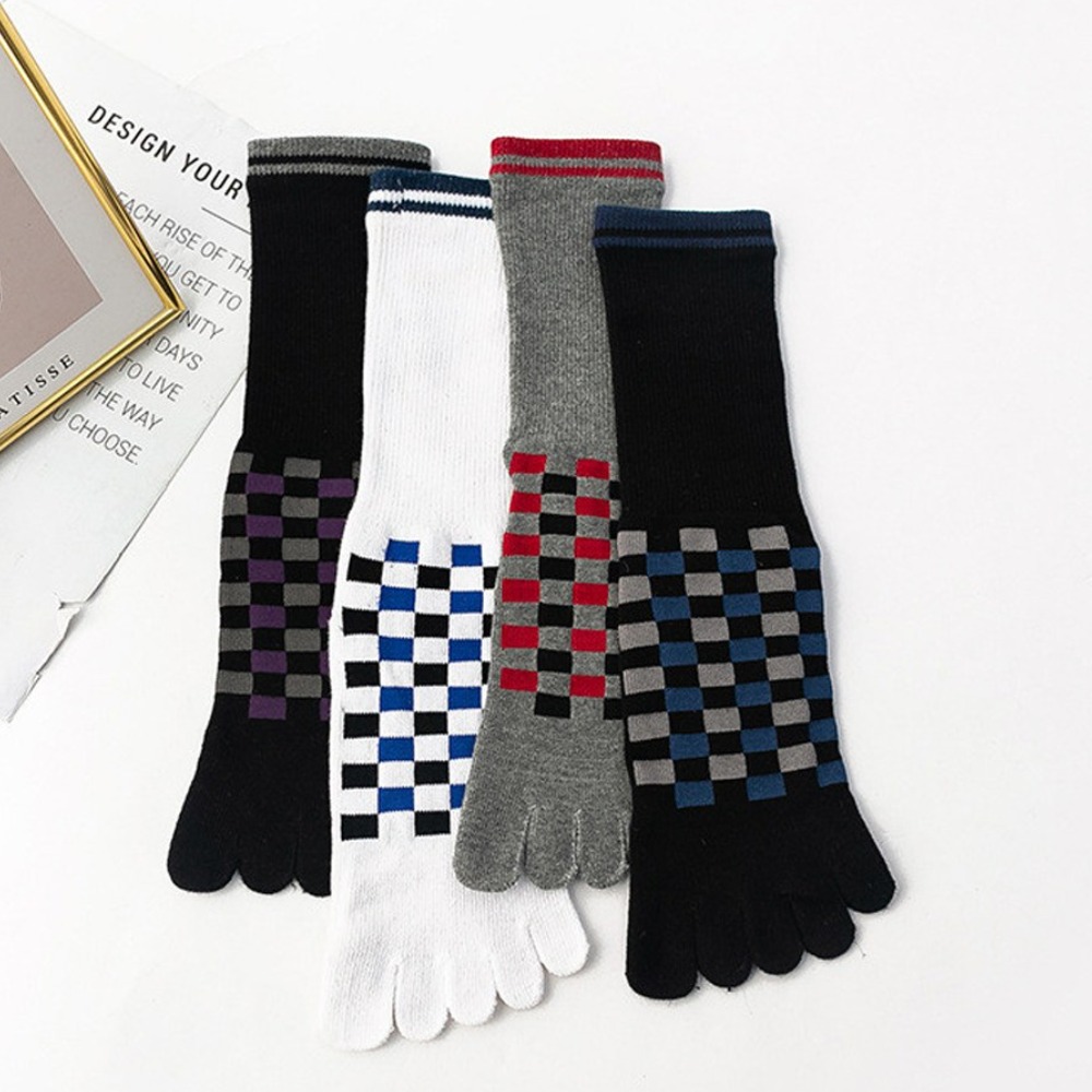 남성 발가락양말 스포츠 고신축 향균 순면 체크무늬 발가락 긴양말 4켤레 세트 13,900원