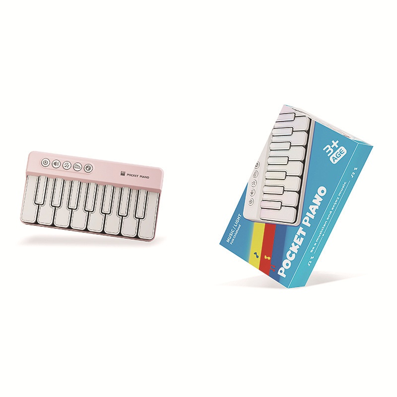 어린이 무지개 전자피아노 아기 음악놀이 불빛나는 교육용 완구, 레인보우 포켓 피아노 [핑크] 영어 포장 22,800원