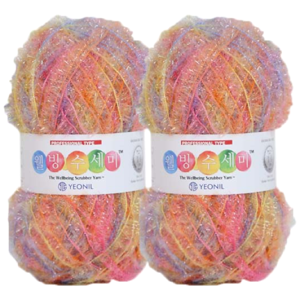 [앵콜스] (10+1) 웰빙 수세미 반짝이(2볼묶음) 80g 원조 수세미실 퐁퐁 아크릴 수세미 5,900원