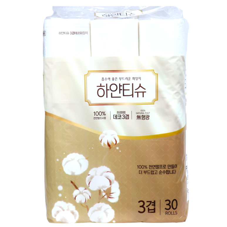 흡수력 좋은 천연펄프 도톰한 롤 화장지 3겹 30m 30롤, 30개입, 1개 17,980원