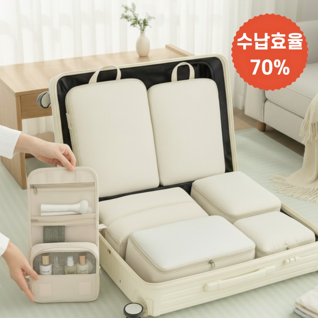 반디루 여행용 압축 파우치 세면파우치 포함 올인원 7종 세트 23,800원