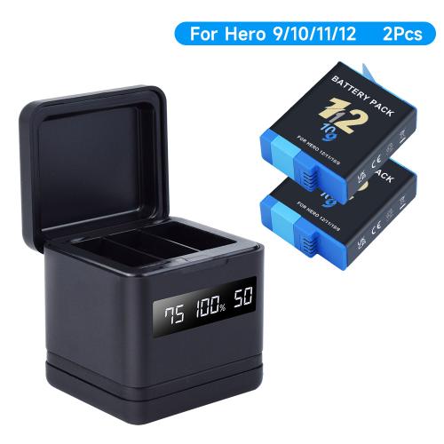 PALO 카메라 배터리 고프로 히어로 9 10 11 12 용 2000mAh 충전식 배터리 3 슬롯 스마트 충전기 보관함 40,660원