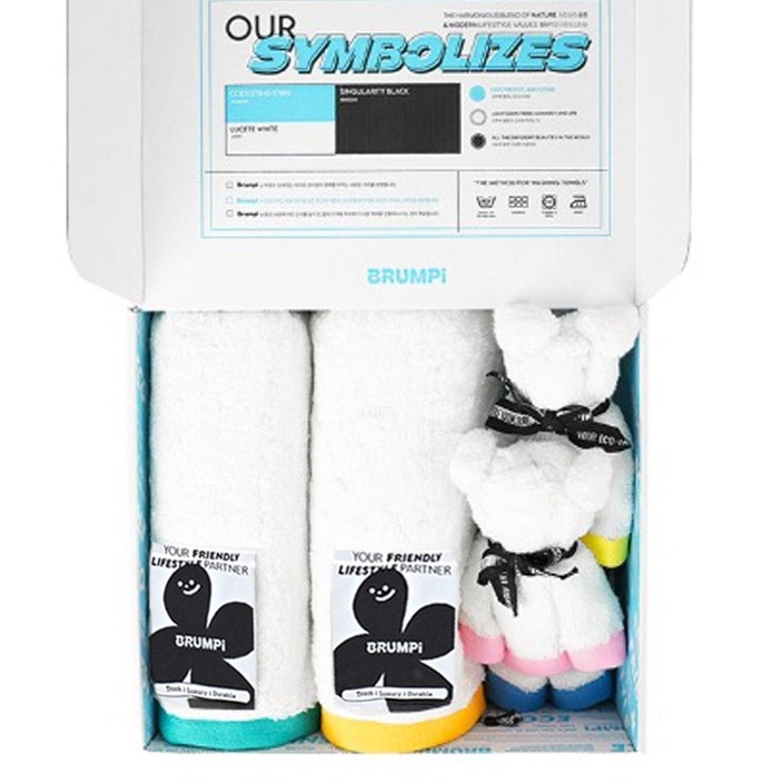 [화이트-2Towel & 2HandTowel] 브룸피 프리미엄 타올 & 핸드타올 기프트 세트, 1세트, 화이트 38,930원